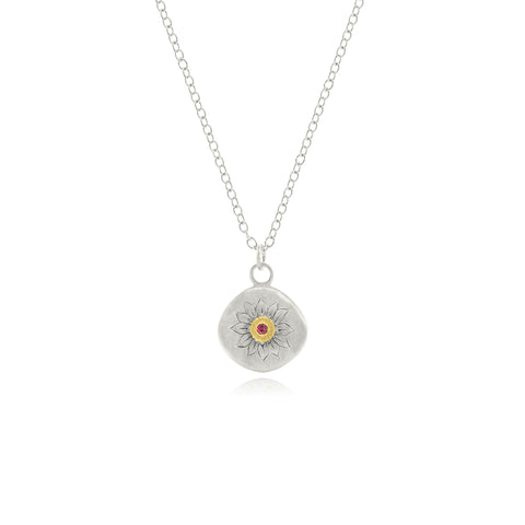 Sterling Silver Ruby And 18K Yellow Gold Pendant