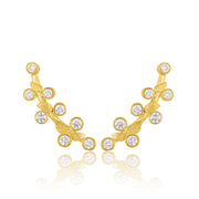 24K Gold Diamond Cuff Earrings With Diamonds