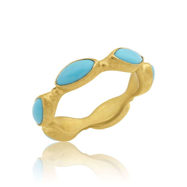 24K Gold Cabochon Turquoise Ring