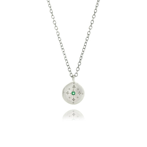 Sterling Silver And Emerald Pendant