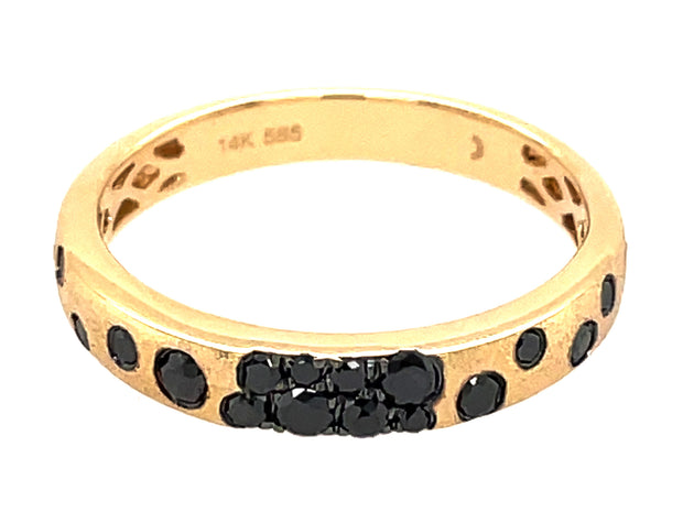 14K Yellow Gold Black Diamond Band
