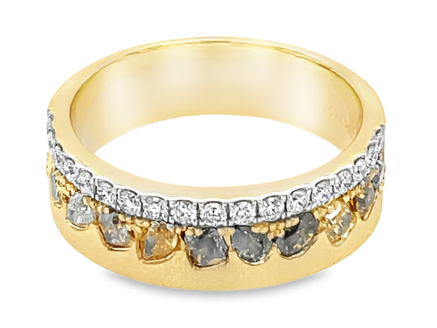 18K Yellow Gold With White And Colored Diamonds