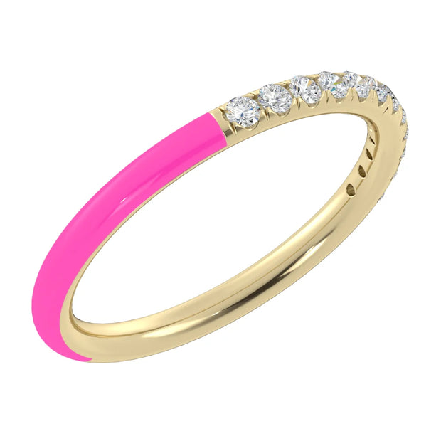 The "Dreamer Ring" 14K Yellow Gold Enamel And Diamonds .24ctw.