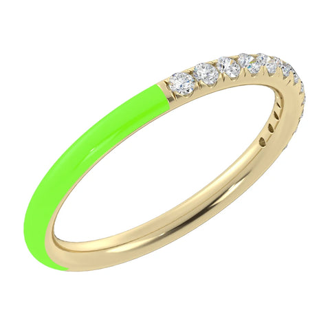 The "Dreamer Ring" 14K Yellow Gold Enamel And Diamonds .24ctw.