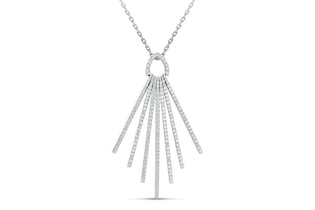 !8K White Gold Diamond Moonbeam Spray Necklace