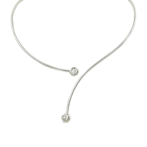 18K White Gold Flexible Diamond Necklace .20ctw