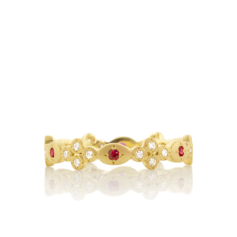 18K Yellow Gold Band With Pink Sapphires