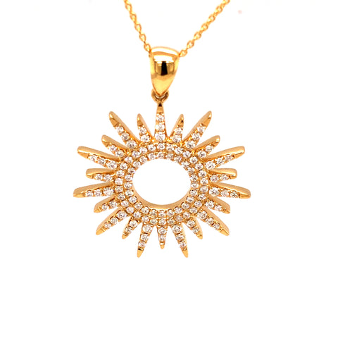 18K Yellow Gold Diamond Star Burst Pendant