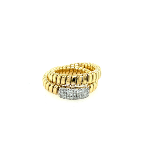18K Yellow Gold Diamond Tubogas Ring