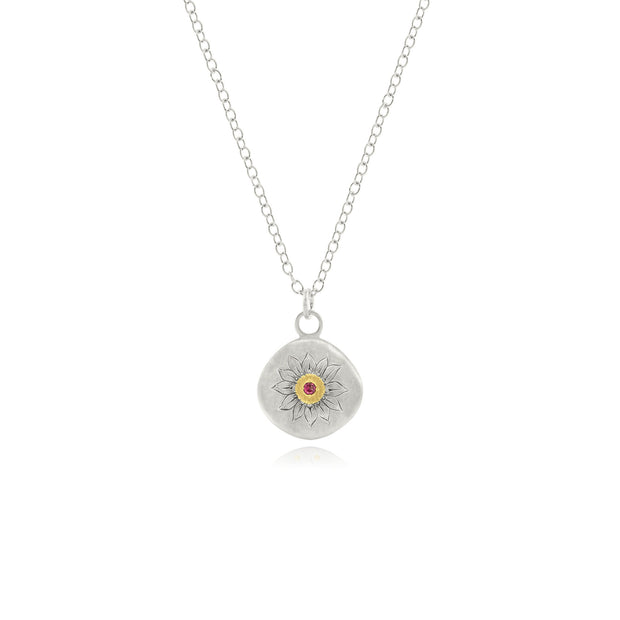 Sterling Silver Ruby And 18K Yellow Gold Pendant