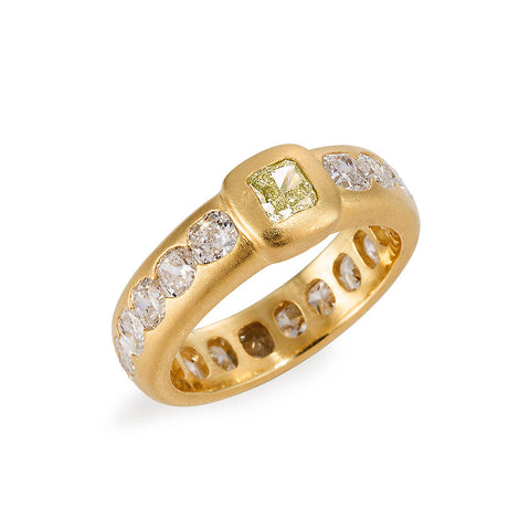 18K White And Yellow Diamond Eternity Ring 3.50ctw