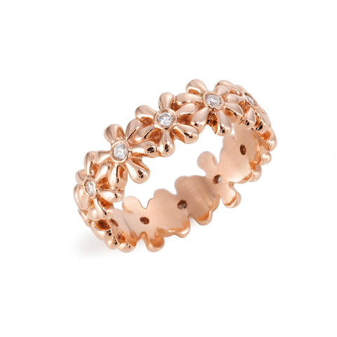 14K Rose Gold Diamond Flower Band .24ctw