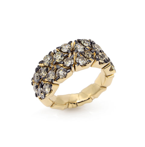 18K Yellow Gold Champagne Diamond "Coil " Ring 2.68ctw
