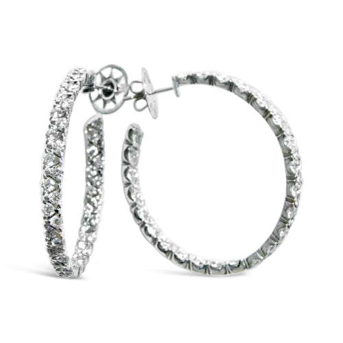 18K White Gold Diamond Hoop Earring 8.04ctw