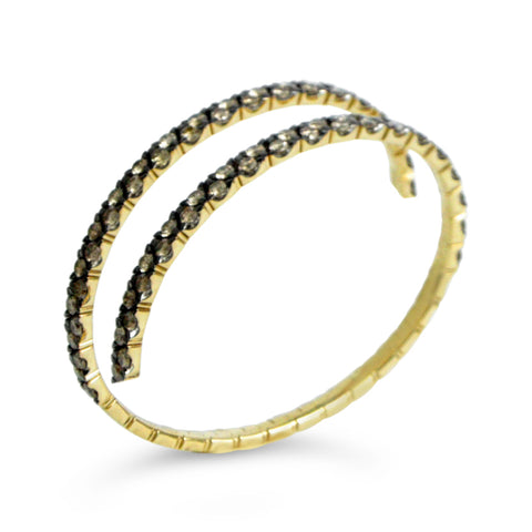 18K Yellow Gold Champagne Diamond Flexible Bracelet 5.95ctw