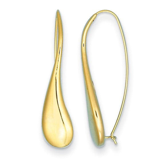 14K Yellow Gold Organically Shaped Drop Earring