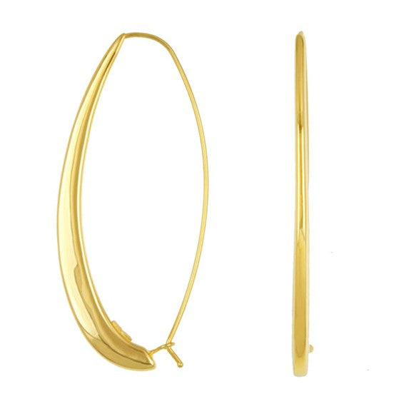 14K Yellow Gold Oval Hoop Earring