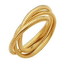 14K Yellow Gold Triple Strand Gooseneck Bracelet