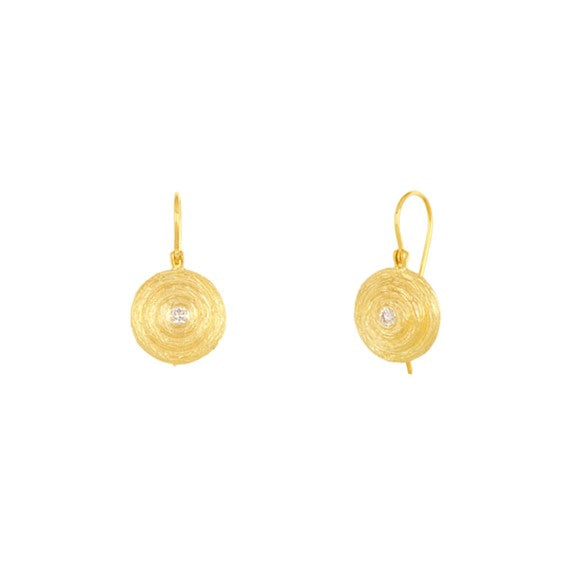 14K Yellow Gold 12mm Round Diamond Earrings. .10ctw