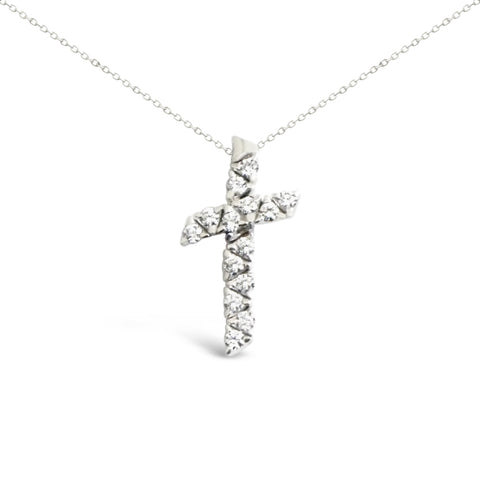 18K White Gold Diamond Cross .84ctw