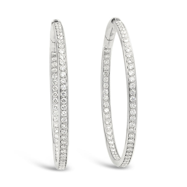 18K White Gold Classic Diamond Hoop 4.05ctw