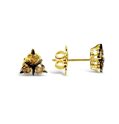 18K Yellow Gold Champagne Diamond Stud Earrings 1.12ctw
