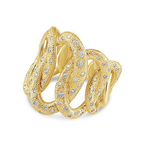 18K Yellow Gold Ring With Champagne Diamonds .96ctw