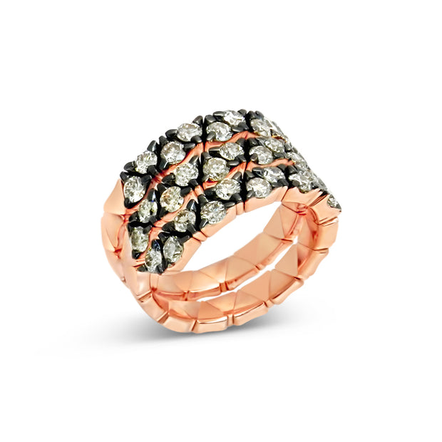 18K Rose Gold Champagne Diamond Ring 2.20ctw
