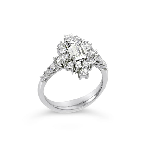 18K White Gold Emerald Cut Diamond Ring 1.84 ctw