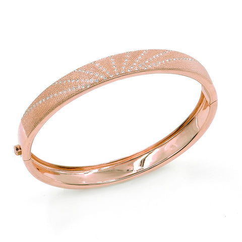 18K Rose Gold And Diamond Bangle Bracelet .50ctw