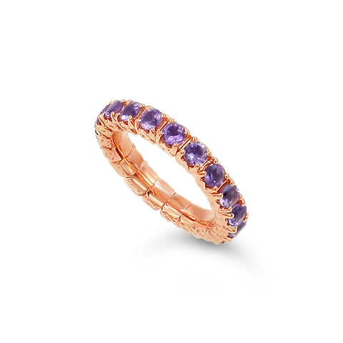 18K Rose Gold Amethyst Stretch Ring 1.83 ctw