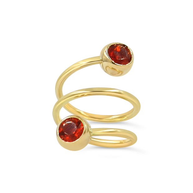 18K Yellow Gold Flexible Mexican Fire Opal Ring .84 ctw