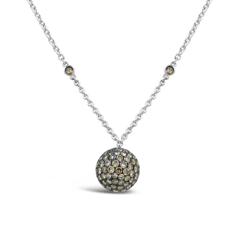 18K White Gold Pave' Diamond Ball Pendant 6.78 ctw