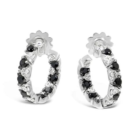 18K Black And White Diamond Earrings. 4.21 ctw