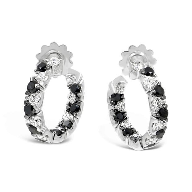 18K Black And White Diamond Earrings. 4.21 ctw