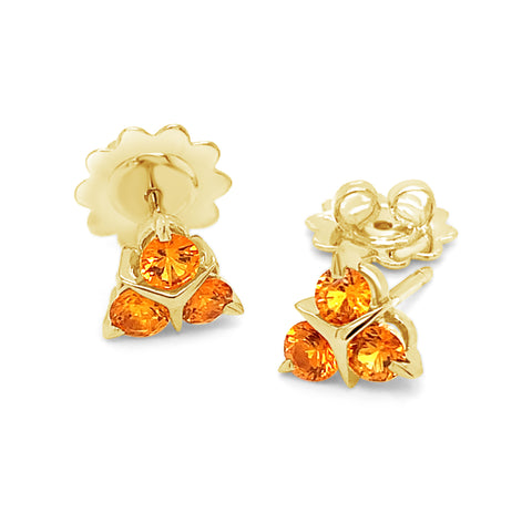 18K Yellow Gold Champagne Diamond Stud Earrings 1.12ctw