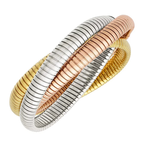 18K Tri-Color Slip On Bracelet