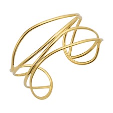 18K Abstract Yellow Gold Shiny Cuff Bracelet