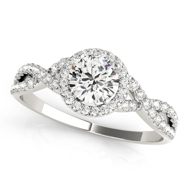 14K White Gold Diamond Semi-Mount For Round Diamond