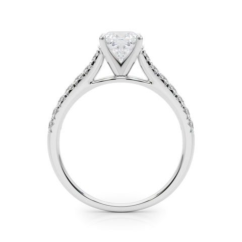 14K White Gold Diamond Semi-Mount For Round, Emerald Cut And Oval Diamond