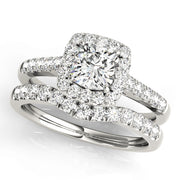 14K White Gold Diamond Semi-Mount For Cushion Cut Diamond