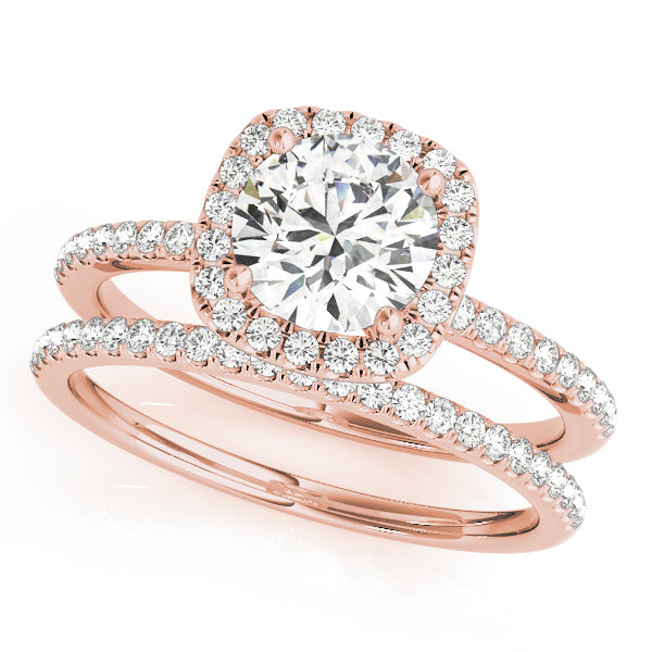 14K White Gold And White Diamond Semi-Mount  For Round Stone