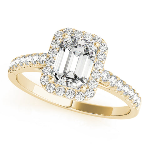 14K White Gold Diamond Semi-Mount For Emerald Cut Diamond