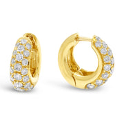 18K White Gold Diamond Huggy Earrings 1.10ctw