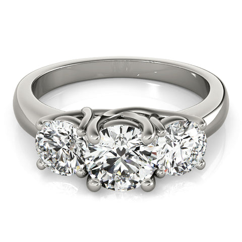 Three Stone White Gold Diamond Semi-Mount