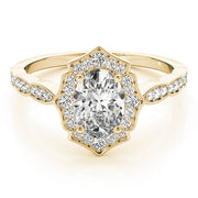 14K White Gold Diamond Semi-Mount For Oval Diamond