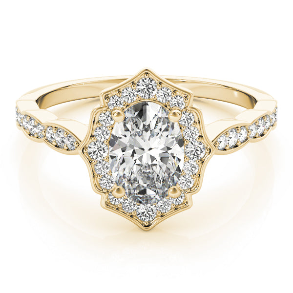 14K White Gold Diamond Semi-Mount For Oval Diamond
