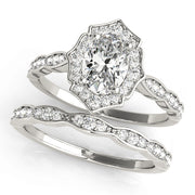 14K White Gold Diamond Semi-Mount For Oval Diamond