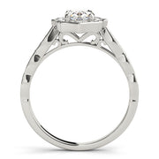 14K White Gold Diamond Semi-Mount For Oval Diamond