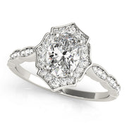 14K White Gold Diamond Semi-Mount For Oval Diamond